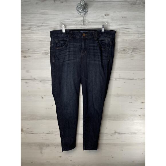 Democracy Jeans Womens 18W Dark Wash Ab Solution Stretch Skinny Blue Denim - Picture 1 of 12